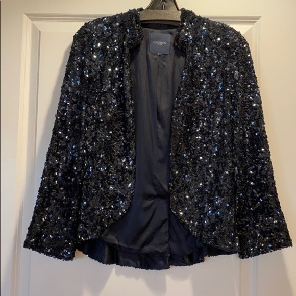 GRYPHON - Dark blue, silk, sequined jacket - Picture 2 of 15